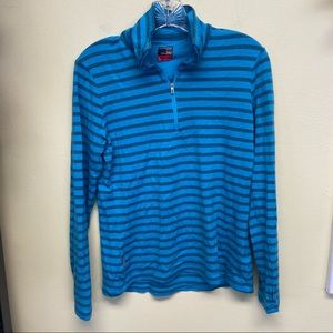 Icebreaker Blue Striped V-Neck Sweater